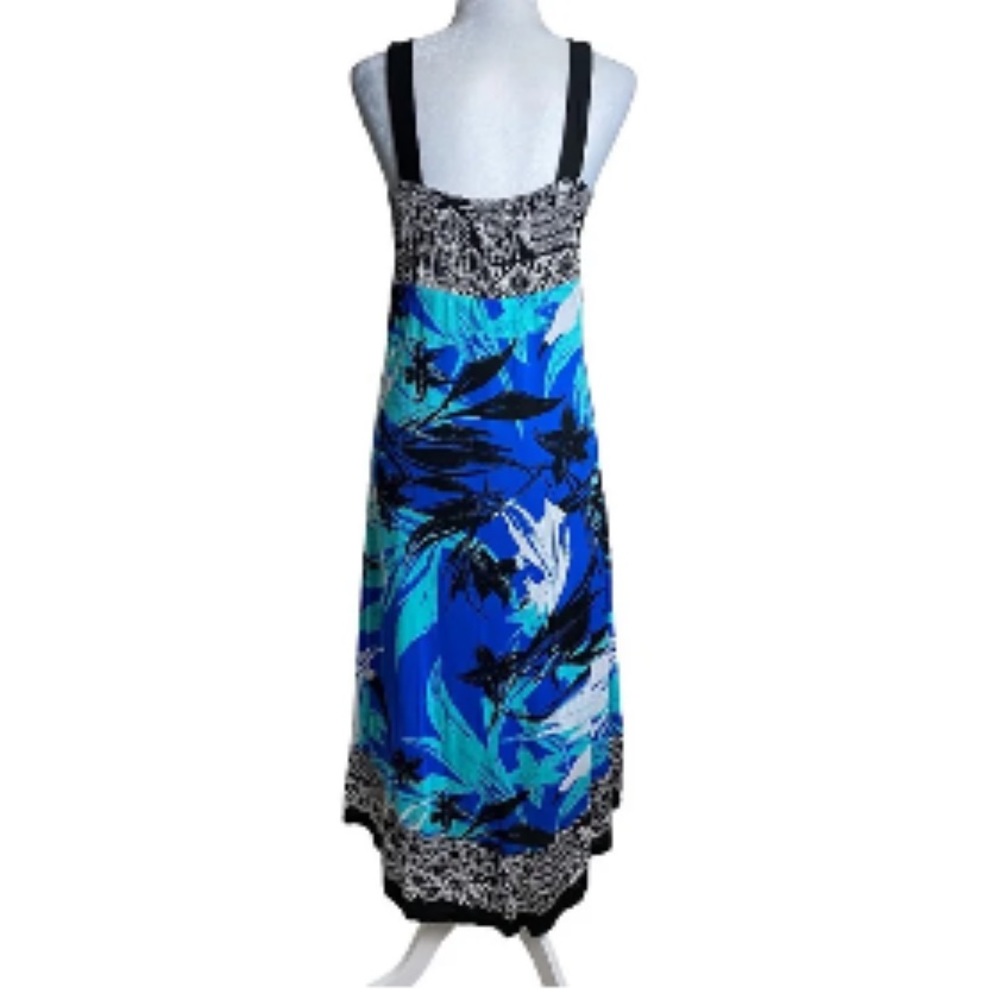 Size 16 - Crossroads Printed Ruffle Maxi Dress blue, black, teal with white - Picture 4 of 10